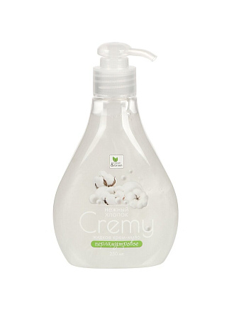Крем-мыло жидкое Clean&Green, Cremy, Нежный хлопок, с перламутром, 250 мл