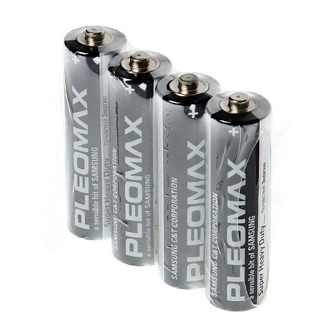 Батарейка Pleomax, АА (R6, 15D), Super heavy duty Samsung, солевая, 1.5 В, спайка, 4 шт