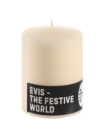 Свеча декоративная, 8х6 см, цилиндр, слоновая кость, Evis, 13 8165 24 00
