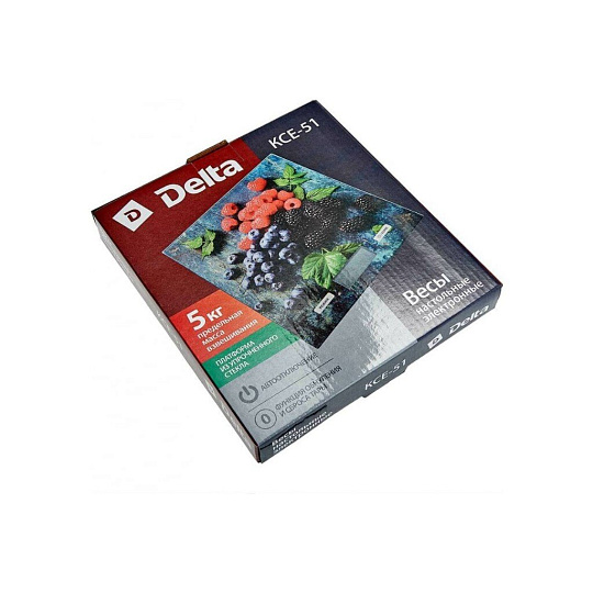 Весы кухонные электронные, стекло, Delta, KCE-51 Ягодный микс,, платформа, точность 1 г, до 5 кг, разноцветные