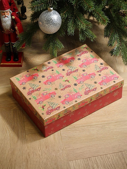 Коробка подарочная картон, 35х25х10 см, в ассортименте, Новый год, A470109