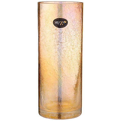 Ваза стекло, настольная, 30х12 см, Muza, Cracle amber, 380-629