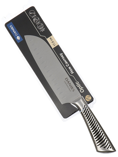 Нож кухонный Daniks, Optic, сантоку, нержавеющая сталь, 17.5 см, рукоятка сталь, YW-A245-SN