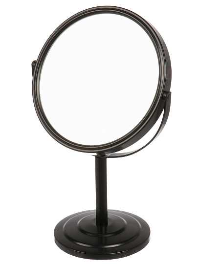 Зеркало настольное, 15.5х25 см, двухстороннее, круглое, с увеличением, черное, A070023