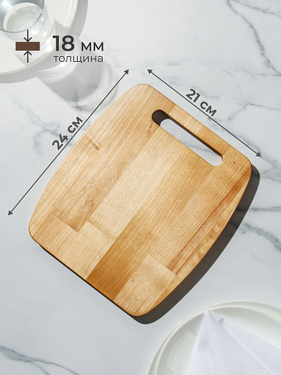 Доска разделочная береза, 24х21х1.8 см, бочка, Guter Baum, 118341m