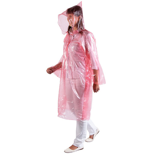 Дождевик пончо, р 48-54 XXL, красн, ПВД, Ecos, 005483
