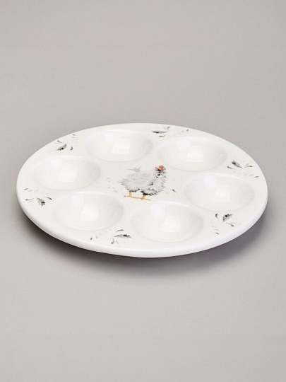 Блюдо керамика, для яиц, 18х18х2.5 см, 6 ячеек, Funny hens, Lefard, 358-2292