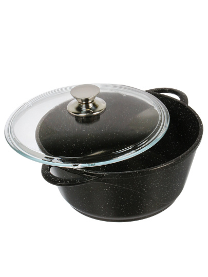 Кастрюля алюминий, антипригарное покрытие, 3 л, крышка стекло, Горница, Гранит, к2433аг
