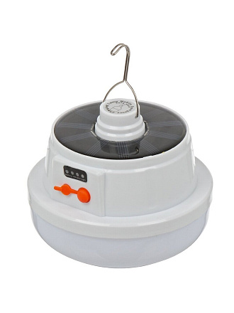 Фонарь кемпинговый, встроенный аккумулятор, зарядка от USB, металл, пластик, режим SOS, зарядка от солнца, DJ011