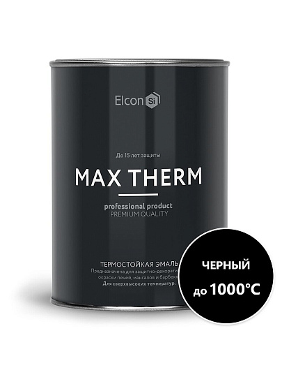 Эмаль Elcon, декоративная, термостойкая, быстросохнущая, глянцевая, черная, 0.8 кг, 1000°С