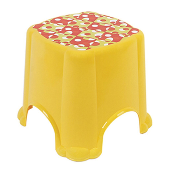 Табурет 305х305х275 мм, желтый, сиденье квадратное, на болтах, средний, с рисунком, DDStyle, 06106