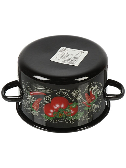 Кастрюля эмалированная сталь, 2.9 л, крышка сталь, цилиндрическая, СтальЭмаль, Помидорки, 1с16с/1, индукция