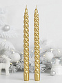 Свеча декоративная 25.5х2.2 см, винтовая, 2 шт, золото, в коробке, лакированная, 501832-2-20 - фото 2