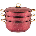 Кастрюля-мантоварка agness red qeen 28x12/28х7,3/28х7,3 см. трехслойное покр granit 936-137