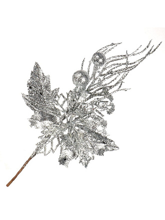 Ветвь декоративная 23 см, серебро, SYJFYA-0923117