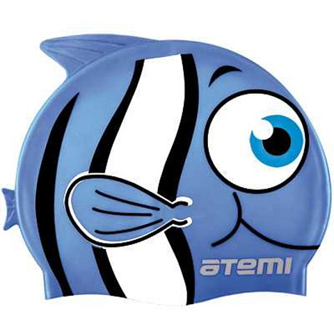 Шапочка для плавания Atemi, силикон (дет.), рыбка+, голубая, FC105, 00-00001520
