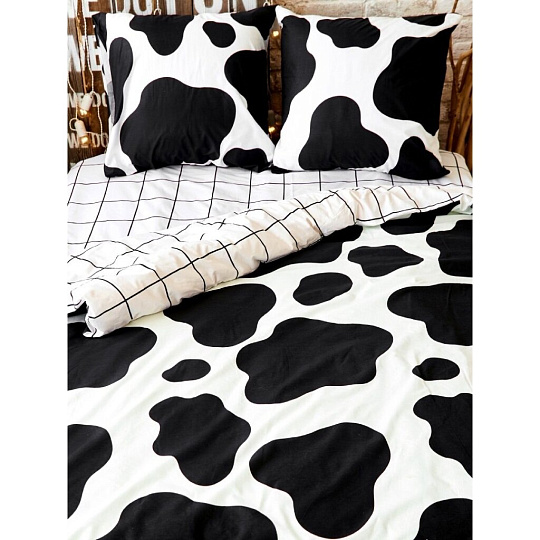 Постельное белье детское 1.5-спальное, простыня 150х214 см, 1 наволочка 70х70 см, пододеяльник 143х215 см, Crazy Getup, перкаль, Cow 711601