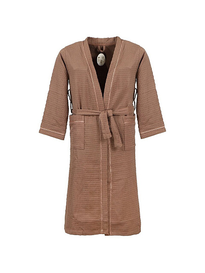 Халат унисекс, вафельный, 100% хлопок, кофейный, XXL-XXXL, 56-58, Barkas, AI-0106013