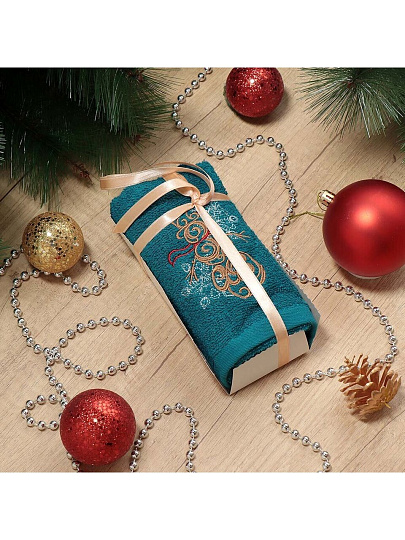 Полотенце кухонное махровое, 40х60 см, 400 г/м2, 100% хлопок, Silvano, Суфле, темно-бирюзовое, Турция, D48-4