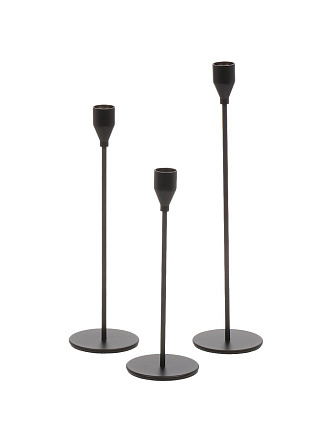 Подсвечник декоративный металл, 3 свечи, 23,27,32 см, черный матовый, Y6-10427
