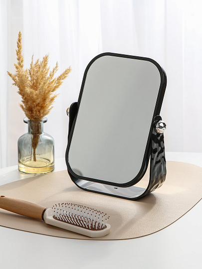 Зеркало настольное, 20х6х24.5 см, двухстороннее, прямоугольное, с увеличением, черная оправа, A070063