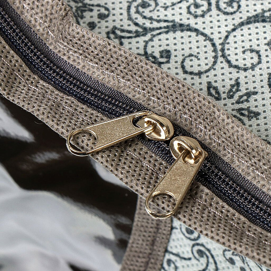 Кофр для хранения, с крышкой, 40х40х25 см, спанбонд, с молнией, раскладной, серый, с рисунком, ВС-20-404025