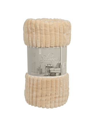 Плед 2-спальный, 180х200 см, велсофт жаккард, 100% полиэстер, Silvano, Полоски, молочный, JAC-5