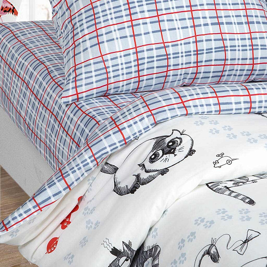 Постельное белье детское 1.5-спальное, простыня 150х214 см, 2 наволочки 70х70 см, пододеяльник 145х215 см, АртПостель, поплин, Мейсон 912