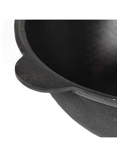 Казан узбекский чугун, 12 л, с крышкой, крышка алюминий, плоское дно, черный, 6406