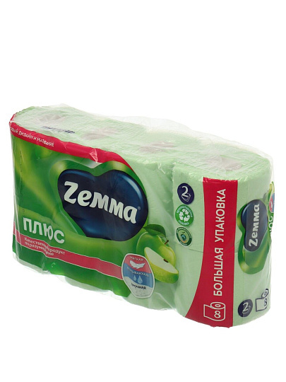 Туалетная бумага ZEMMA, Яблоко, 2 слоя, 8 шт, 23 м, с втулкой, зеленая