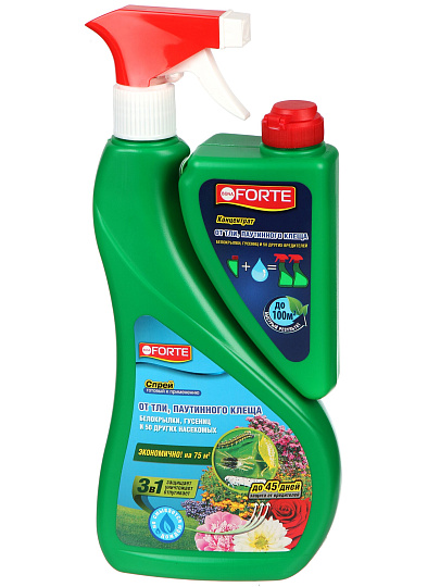 Инсектицид от тли, паутинных клещей и других насекомых, спрей, 750 мл, концентрат 250 мл, Bona Forte