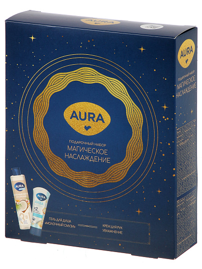 Набор подарочный для женщин, Aura, Молочный смузи, гель для душа 250 мл, крем для рук, увлажняющий 75 мл