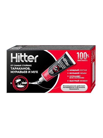 Инсектицид тараканы, клопы, муравьи, мухи, гель, 80 г, Hitter