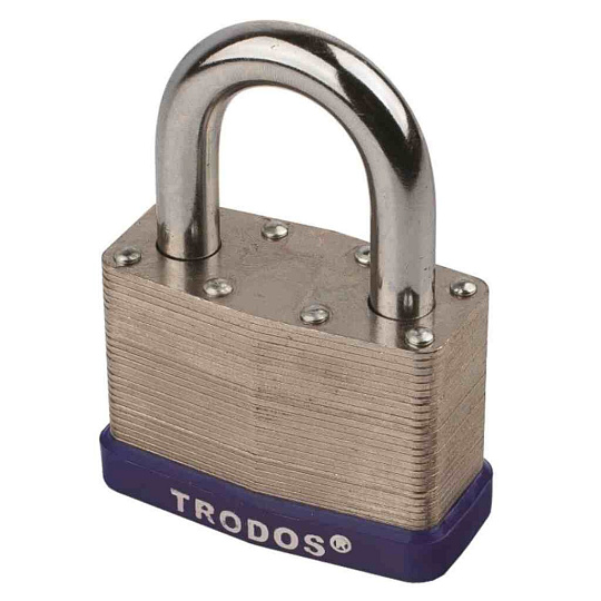 Замок навесной Trodos, ВС-SL10-50, 210 033, блистер, навесной, цилиндровый, хром, 2 ключа