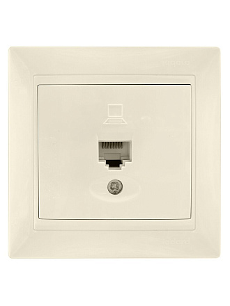 Розетка компьютерная скрытой установки, без заземления, кремовая, Ledard, RJ46, 6078685