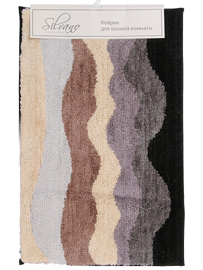 Коврик для ванной, 0.48х0.78 м, полиэстер, коричневый, Silvano, Волна, Y4-11467