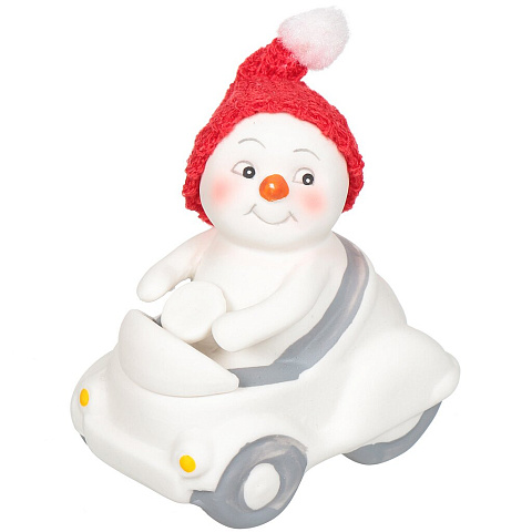 Фигурка декоративная Снеговик в машине 41747, 8 см