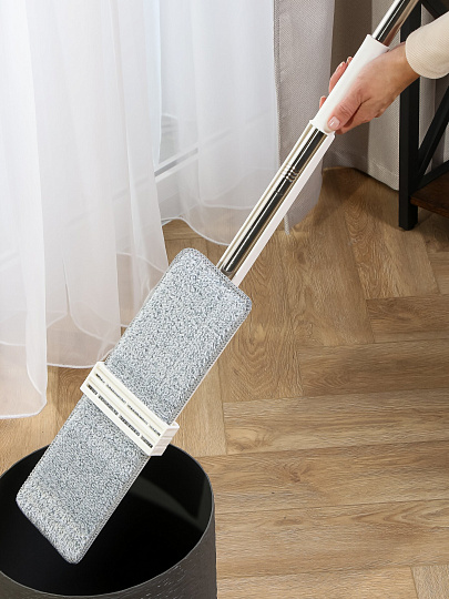 Швабра плоская, микрофибра, с вертикальным отжимом, Марья Искусница, YS-HF6