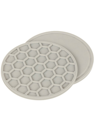 Набор подставок под горячее, силикон, 6 шт, круглый, 10 см, серый, Daniks, Y4-9630