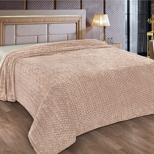 Плед евро, 240х205 см, микрофибра, 100% полиэстер, Marianna, Косичка, бежевый, 58 А