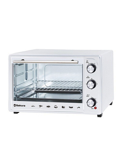 Духовка электрическая, Sakura, 48 л, 1800 Вт, 3 режима, белая, SA-7026W