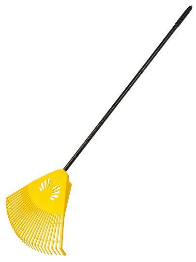 Грабли веерные, 28 зуб, пластик, 73 см, ИА, Гардения, желтые, чер фиберглас, 010823-4