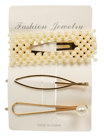 Набор заколок для волос, с жемчугом, 3 шт, A110089