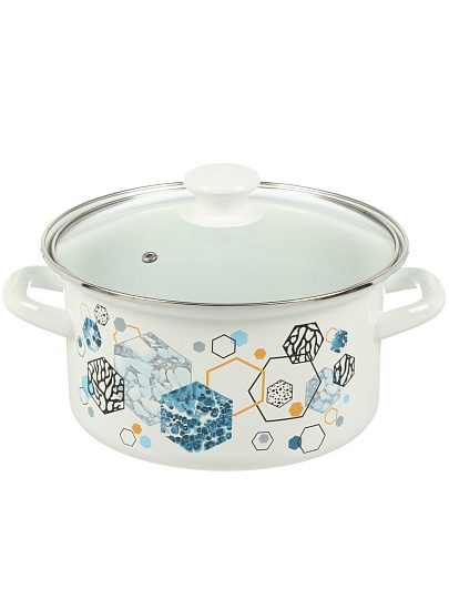 Набор посуды эмалированная сталь, 6 предметов, кастрюли 2.3, 3, 4 л, Керченский металлургический завод, Галактика-1-Экстра, белый