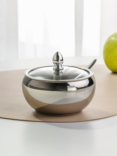 Сахарница нержавеющая сталь, с ложкой, Y4-8379