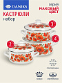 Набор посуды эмалированная сталь, 6 предметов, кастрюли 2, 3, 4 л, Daniks, Маковый цвет-1
