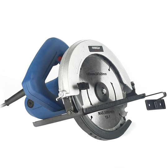 Электропила циркулярная, Победа, ПЦ-185/1590, 1200 Вт, 185х30х2.5 мм, 65 мм, 4500 об/мин, 190301590