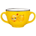 Бульонница керамика, 450 мл, с ручкой, Веселый смайлик, Lefard, 155-662