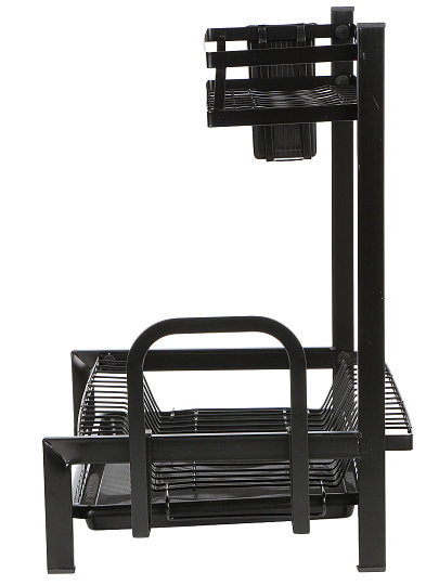 Сушилка для посуды металл, 2 яруса, с поддоном, 42х25х40 см, черная, B080047