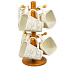 Кружка керамика, 6 шт, 310 мл, Белый мрамор с золотом, Y4-6599, бамбуковая подставка - фото 2